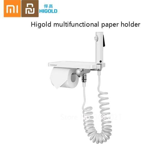 Higold Multi-Function Tissue Rack Roll Paper Holder with Spray Head Wall Mount Toilet Organizer from Xiaomi Youpin