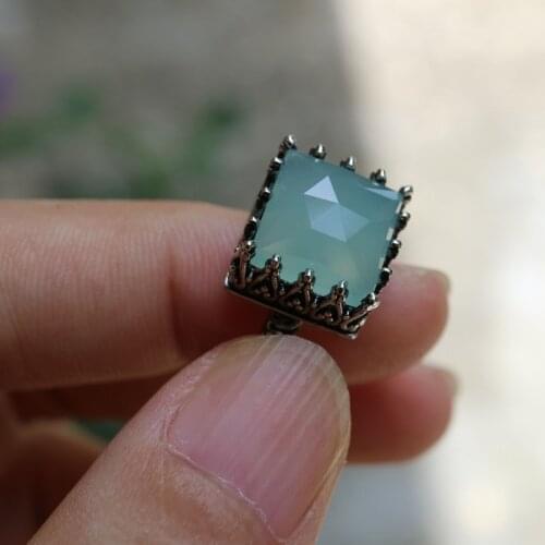 Fashion vintage Rings for women New trendy retro light green moon Stone Ring Classic Finger Rings girl female gift