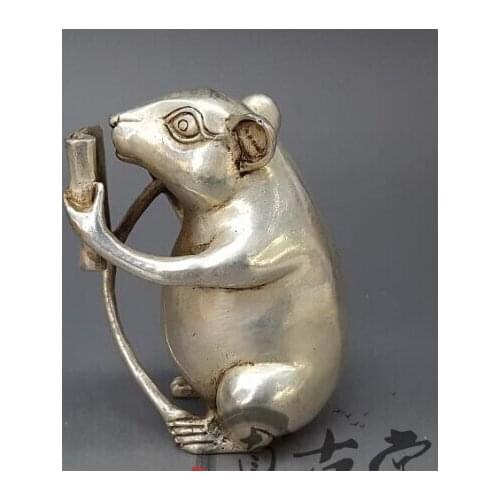 Collection of white bronze sculpture Zodiac rat furnishings high-quality rat reading statues high 10CM free of freight