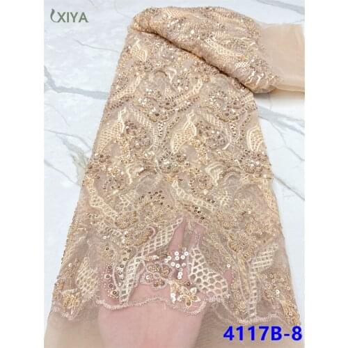 Handmade Beads Lace Fabric African French Mesh Tulle Lace Fabric High Quality Beaded Lace Nigerian Net Laces Fabrics APW4117B