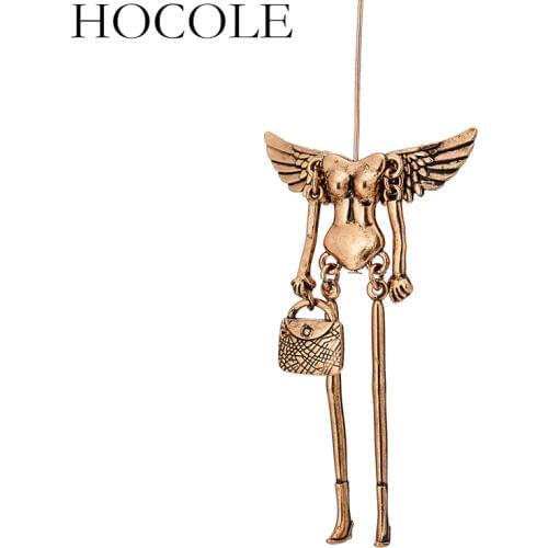 HOCOLE Angle Wing Doll Pendant Necklace Findings Alloy Assorted Naked Bodies Handmade DIY Doll Keychain Jewelry Accessories