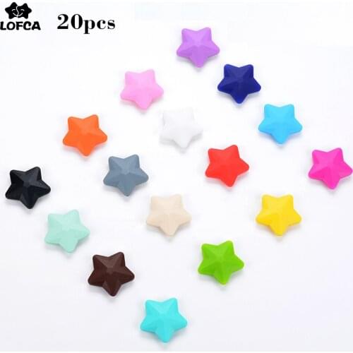 LOFCA Wholesale Silicone Teether Loose Beads Top Quality 20pcs Star (40mm) Loose Beads For Food Grade Silicone Teething Necklace