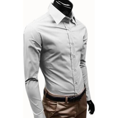 Men Business Shirt Plus Size Single Breasted Male Formal Blouse White Turn Down Collar Tops Autumn Long Sleeve Basic Mens Shirts