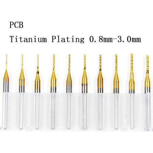 10pcs Milling cutter 3.175 Diameter CNC End Mill Cutter Mini PCB Titanium-plated Router Bits Kit Set 0.8-3.0 mm For Milling Tool