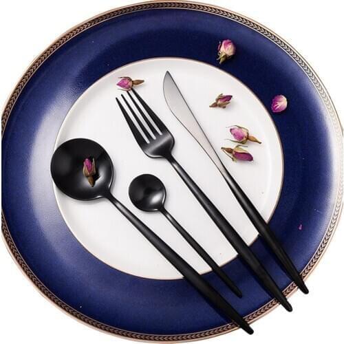 4pcs/set Black Dinnerware set Steak Knife Fork Dinner Set Restaurant Cutlery Christmas Gift Kitchen Flatware Tableware set NEW