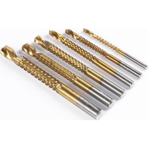 6PCS/LOT HSS Titanium Coated Drill Bit Set 3-8mm Electric Drill Plastic Metal Hole Grooving Drill Saw Carpenter Woodworking Tool