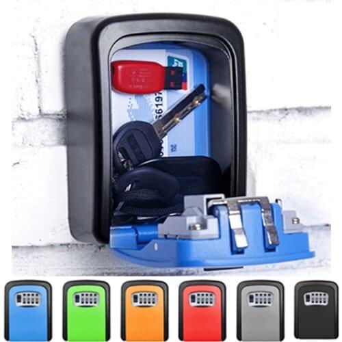 Wall Hanging 4-digit Combination Password Code Lock Safe Key Storage Box Outdoor Weatherproof Zinc Alloy Organizer Container