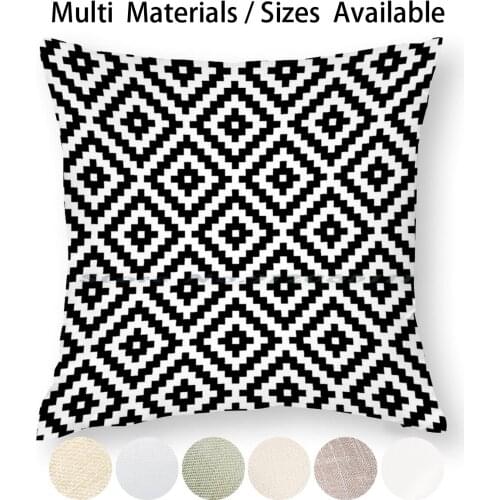 Aztec Symbol Block Ptn Bw1 Pillow Case Throw Pillow Cover Cotton Linen Flax Aztec Aztec Design Aztec Pattern Pattern Aztec