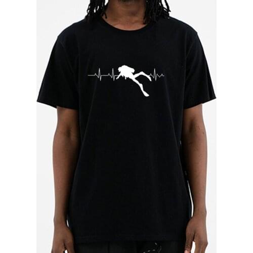 2020 New Scuba Dive Heart Beat Best Gift for Diver T-Shirts Summer Short Sleeves Soft Mens Tee Shirts Pure O Neck Cotton T Shirt