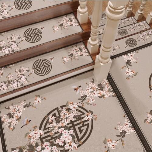 New Chinese Style Stair Step Mats Step Non-Slip Mat Self-Adhesive Erasable and Washable Floor Mat Step Carpet Can Be Cut