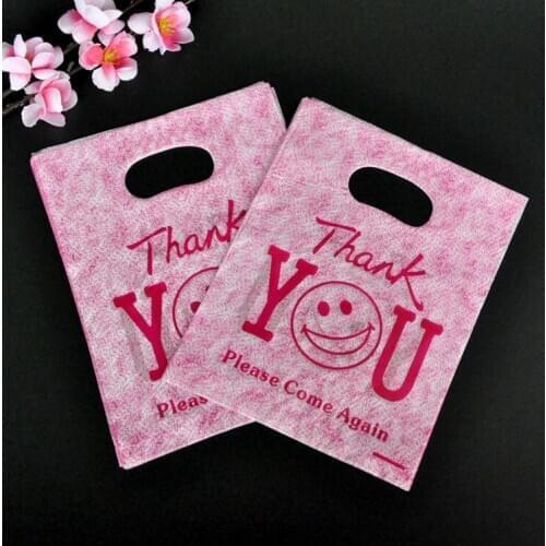 Wholesale 100pcs/lot Hot Pink Plastic Gift Bag 15x20cm Wedding Jewelry Candy Packaging Bags Plastic Shopping Bags With Handles