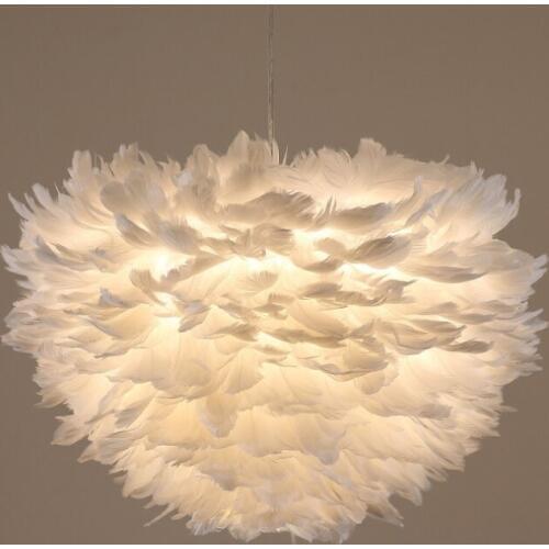 Wonderland Pendant Lamp White Gray Pink Flower Plume Feather Pendant Light Led Designer Foyer Creative Home Living Room
