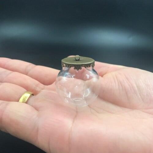 30x20mm clear glass globe antique bronze flower button base tray set diy glass bottle vial pendant necklace pendant finding gift