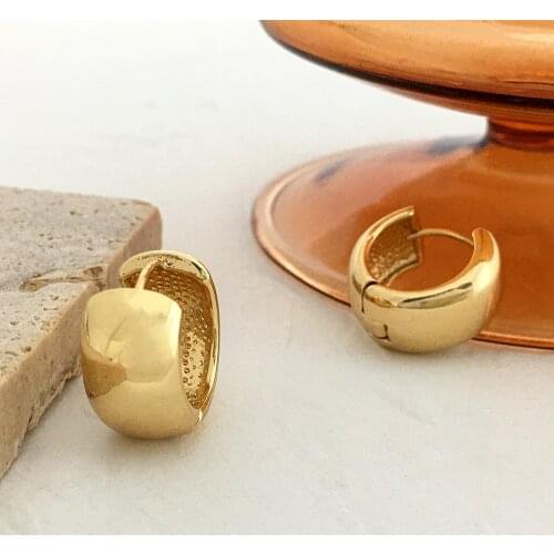 Monlansher Geometric C Shape Thick Hoop Earrings Gold Silver Color Copper Huggie Earrings for Women Minimalist Earrings Jewelry