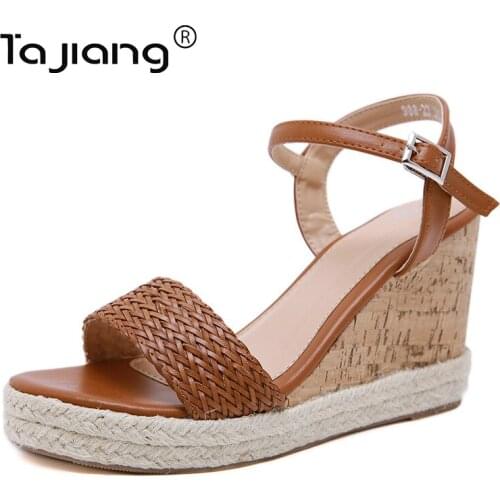 Ta Jiang Summer New style all-match simple buckle wedge sandals Roman style fashion female gladiator shoes T988-23
