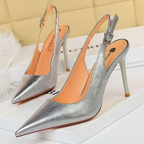 BIGTREE Shoes Women Slingbacks Pumps Luxury Patent Leather High Heels Ladies Pointed Toe Slingbacks Heel Size 35-43 Office Shoes