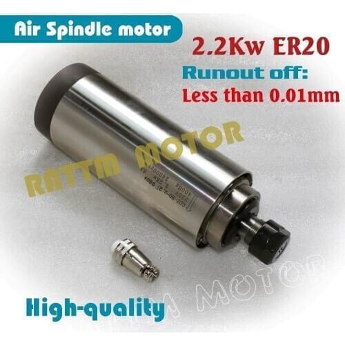 Quanlity 2.2kw ER20 Air cooled Spindle motor 24000rpm 220V runout-off 0.01mm 80mm 4 bearings for CNC Router Engraving Milling