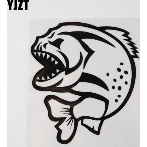 YJZT 12.8CM×14.2CM Personality A Fish With Sharp Teeth And Fierce Teeth Decal Car Stickers Vinyl 13D-0967