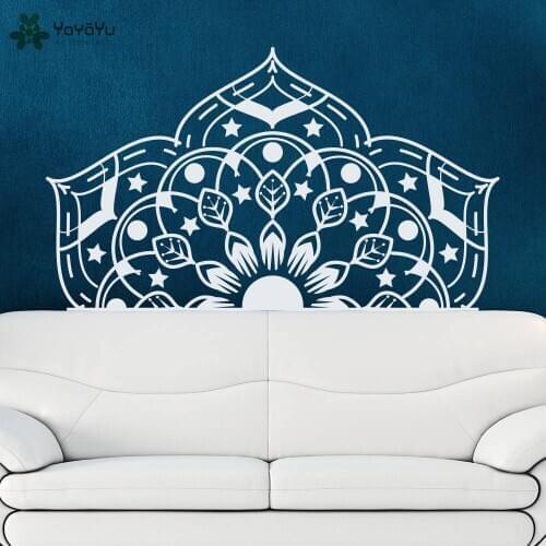 YOYOYU Wall Decal Half Mandala Flower Wall Stickers Master Bedroom Headboard Vinyl Home Decor Livingroom Sofa Wall Decals SY624