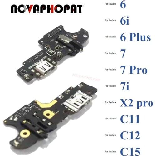 Novaphopat For Realme 6 6i 7 7i 7Pro X2 C11 C12 C15 Pro Plus USB Charger Dock Charging Port Plug Flex Cable Mic Microphone Board