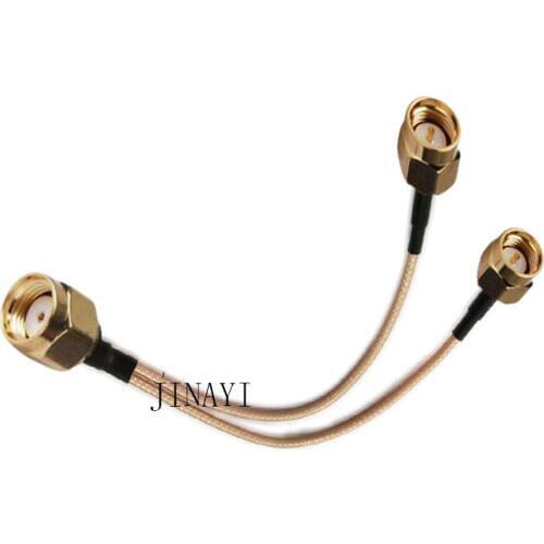 10pcs RP-SMA male to 2 SMA Male Connector RF RG316 Pigtail Y Extension Cable 10/15/20/30/50cm /1m