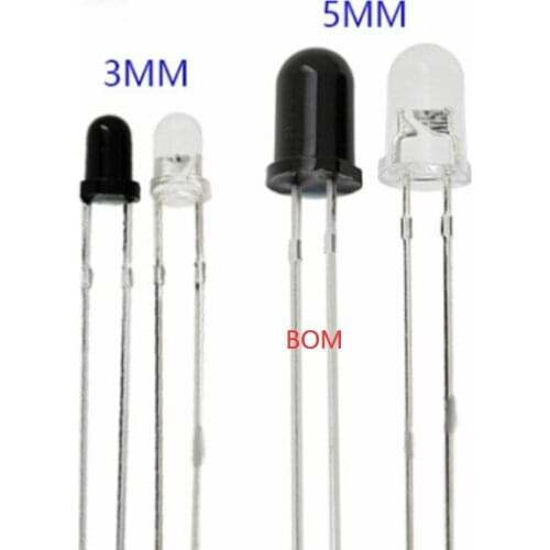 100PCS F3 F5 3MM 5MM 940nm LEDs infrared emitter and IR receiver diodes Infrared to tube For arduino