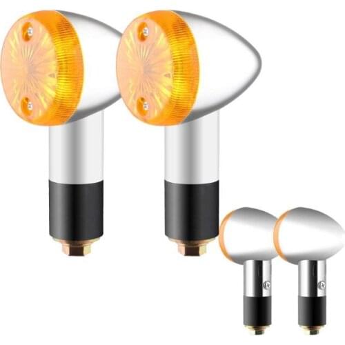 2Pcs Bullet Motorcycle Front Rear Turn Signal Light Indicators Blinkers Amber