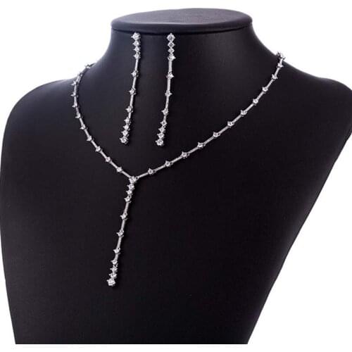 2021 Costume Jewelry For Women High Quality Fashion Elegant Sparkling Earrings & Necklace Bridal Jewelry Sets