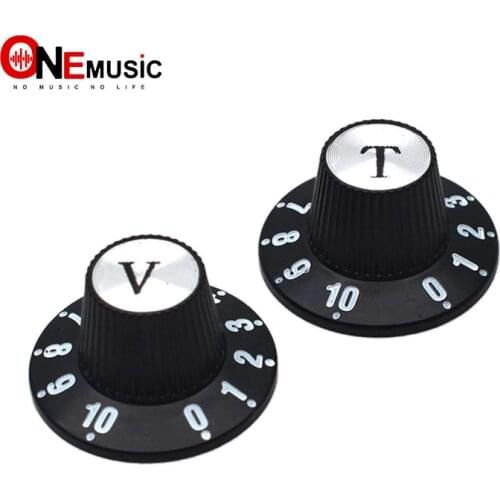 4PC Aluminum Guitar Tone and Volume Speed Control Knobs Silver Silver Top Hat Bell For GB LP SG Electric Guitar