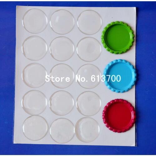 Free Shipping 1000 Pcs 1 Inch Clear Epoxy 3D circle stickers Epoxy Domes Resin Stickers +1000 pcs bottle caps For DIY Jewelry