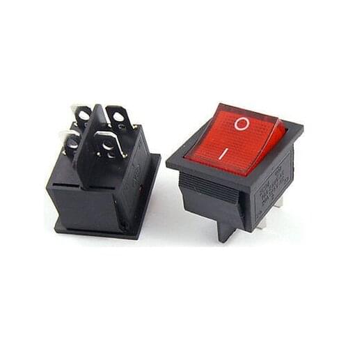 Free shipping!2 x Red Neon Light Illuminated On/Off 2 Position DPST Boat Rocker Switch 4 Pin