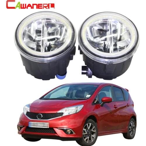 Cawanerl For Nissan Note E11 MPV Car H11 4000LM LED Bulb Fog Light + Angel Eye DRL 12V 2006 2007 2008 2009 2010 2011 2012 2013