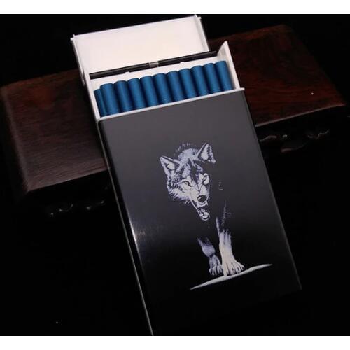 Laifu Aluminium Alloy&plastic Wolf Cigarette Case Ultra Thin 100s Slim Cigarette Box for Women Smoke Box Laser Engraved Wolf