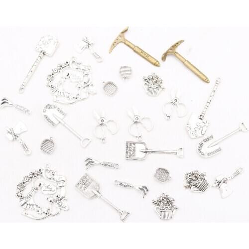 Dads Garden Gardening Tools Collections Pendant, Shovel Charm, Pruning Scissors Charm, Dustpan Charm, Watering Pot Charm，P16