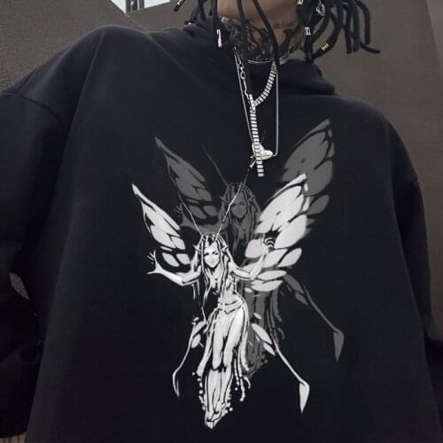 Harajuku Aesthetic Graphic Hoodie Retro Hip Hop Long Sleeve Sweatshirt Oversized Hoodie Streetwear Harajuku Winter Hoodie