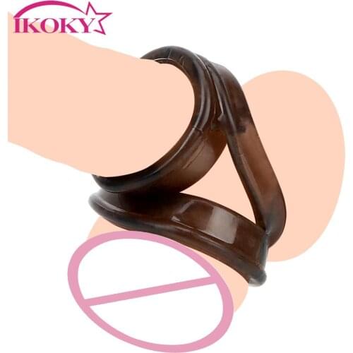 IKOKY Penis Rings Delay Ejaculation Sex Toys For Men Cock Rings Chastity Device Lock Adult Products Scrotum Binding Sex Shop