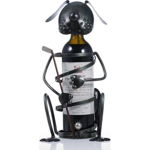 Creative Iron Dog Golf Wine Rack Metal Crafts Home Decorations Living Room Table Decor Wine Bottle Holder Bar Accessories