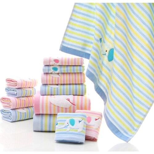 Buy 1 Get 1 Free 34*76cm Face Towel Jacquard Cartoon Towel Cotton Towels Bathroom Gauze Absorbent Cotton Towel