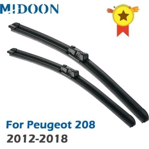 MIDOON Wiper Blades for Peugeot 208 26"&16" Fit Push Button Arms 2012 2013 2014 2015 2016