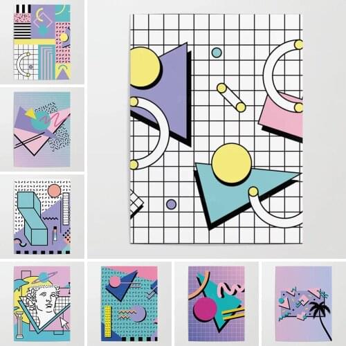 Modular Memphis Pattern Purple Canvas Painting HD Printed Cartoon Picture Home Decor Wall Art Modern For Bedroom Poster No Frame