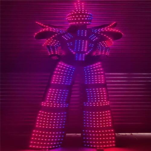 RE16 Ballroom dance led light robot men suit singer performance dj wears RGB light stilts costume colorful led cloth led costume