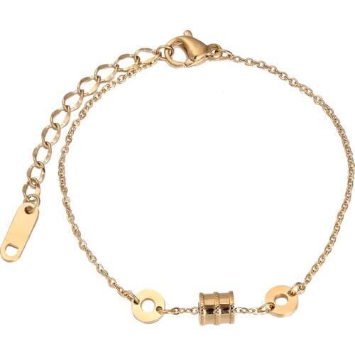 New Design Exquisite Double Circle Small Size Cylindrical Bracelet Titanium Steel Jewelry Woman And Child Gift Brand Bracelet