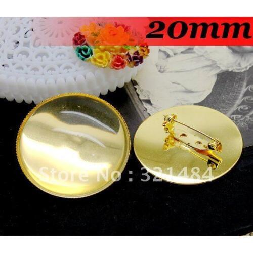 Gold Plated 300piece 20mm Round Cameo Cabochon Setting Brooch Base Brooch Blanks Brooch Safety Pins