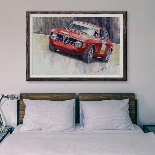 T031 Retro Racing Car Classic Painting Red car 27 Custom Silk Poster Home Deco Wall Art Christmas Gift