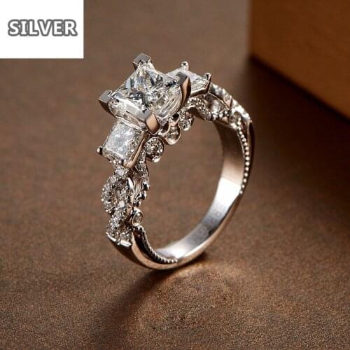 Luxury Fashion Jewelry 925 Silver Three Stone Round Cut 5A CZ Zirconia Wedding Women Finger Ring Gift Nickles Women Diamond Ring
