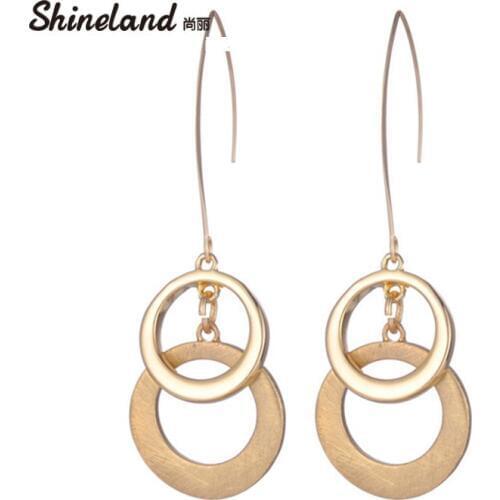 Shineland New Arrive bijoux/trendy/Rose bijoux Alloy Pierced Circel Drop Earring for Women Brincos Grandes Jewelry Accessories