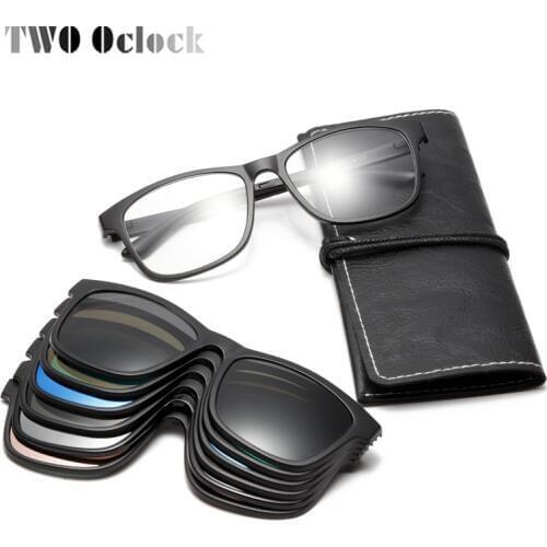 TWO Oclock Magnet Sunglasses Men Polarized Clip On Sunglass Women 3D Night Vision Glasses Support Customize Diopters Lens A2201