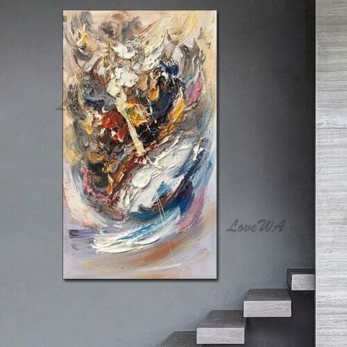 Modern Bright In Colour Abstract Oil Painting Full Textured On Canvas New Arrival Home Decoration Wall Art For Room No Framed