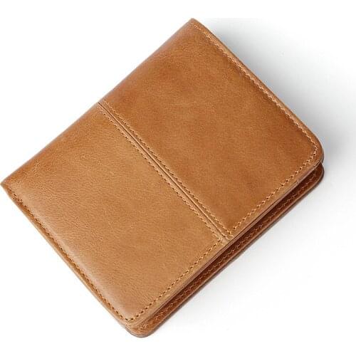 Vintage Men Genuine Leather Wallet Short Slim Male Money Bags Coin Purse Card Holder Wallets Mini Personalized Wallet