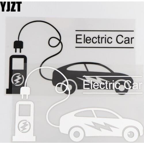YJZT 17.8×10.3CM Electric Car Funny Cartoon Pattern Decoration Vinyl Car Sticker Decal Black/Silver 4C-0436